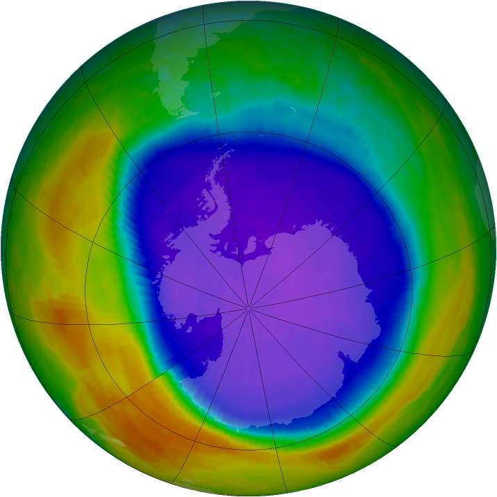 Antarctic ozone map for 03 October 2003